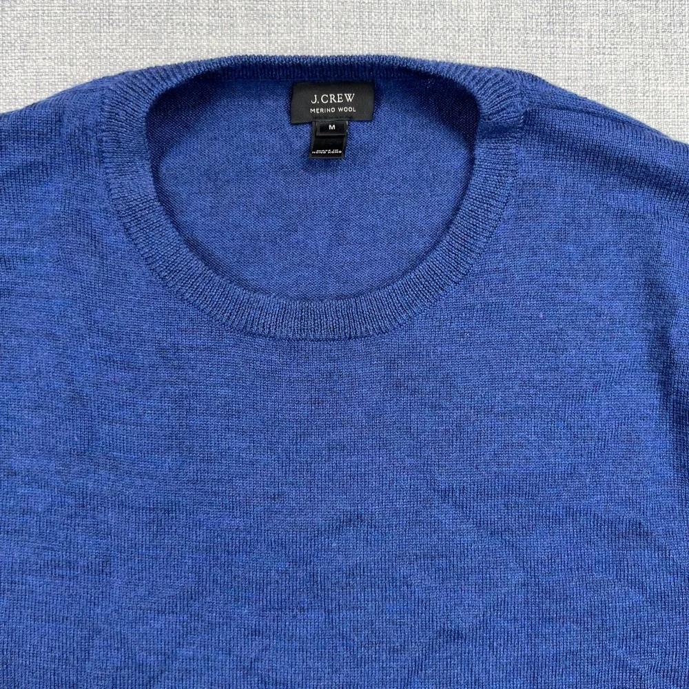 J.Crew Merino Wool Crewneck Sweater Men M Blue Lightweight Knit Preppy‎ Soft Ivy